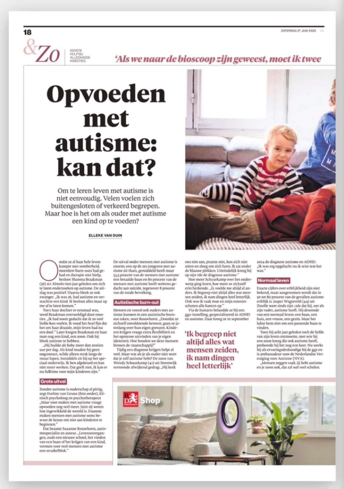 Artikel Brabants Dagblad Autisme en Ouderschap